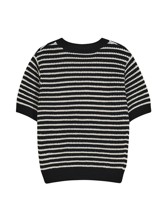 SUSTAINABLE PAPER STRIPE SWEATER_BLACK