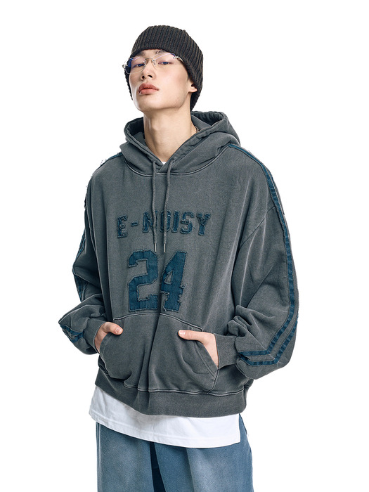 Washed Denim Patch Hood ? Dark gray