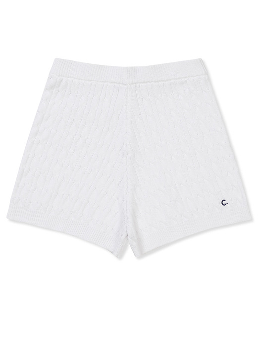 [24SS clove] Trim Cable Knit Shorts (White)