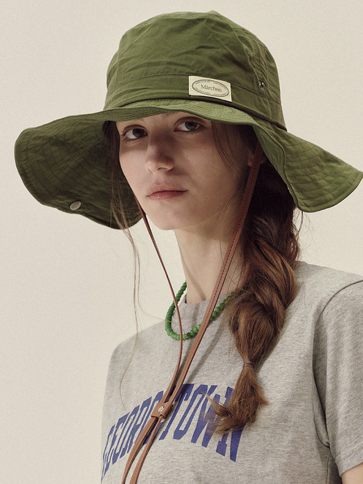 Leather strap safari bucket hat_5color