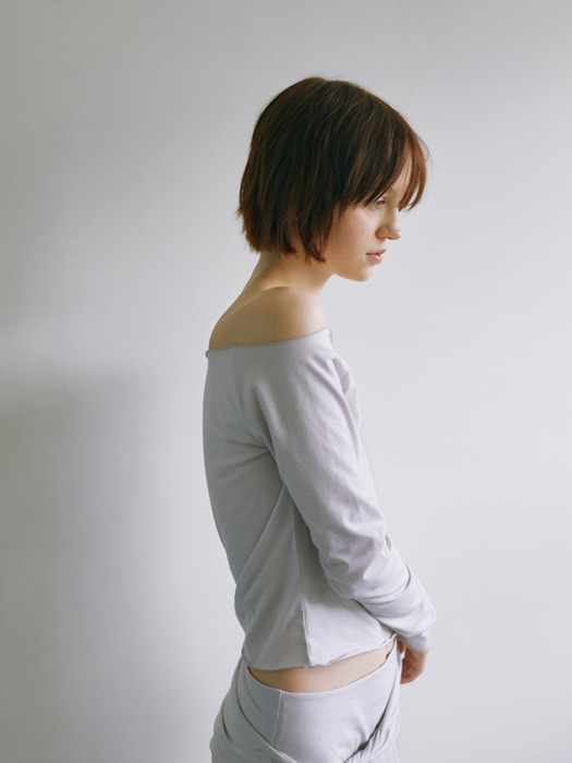 Inez off-shoulder warmer tshirt _ Light grey