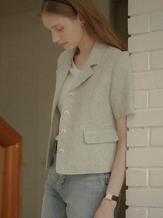 Nour summer tweed jacket_Light Green