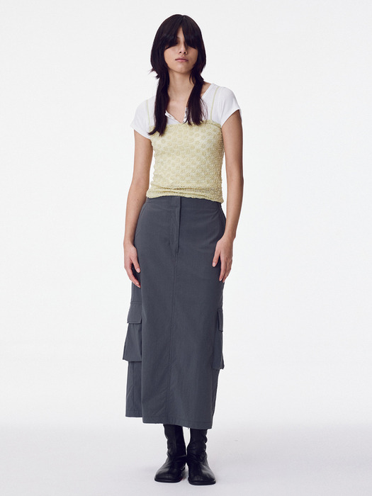 Cargo Shirring Skirt, Charcoal