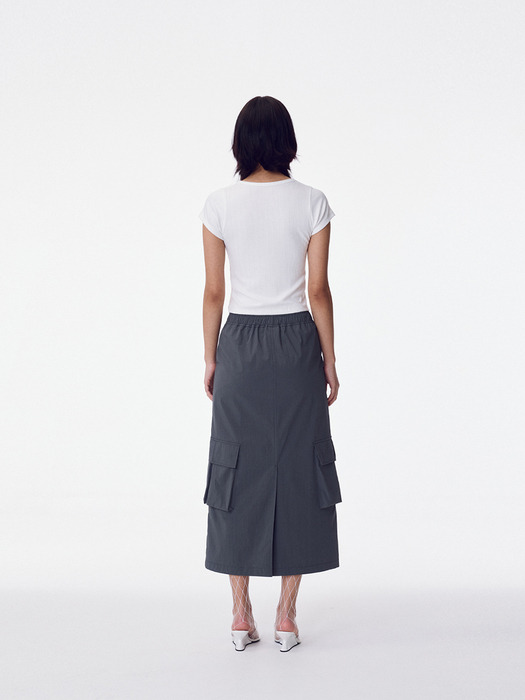 Cargo Shirring Skirt, Charcoal
