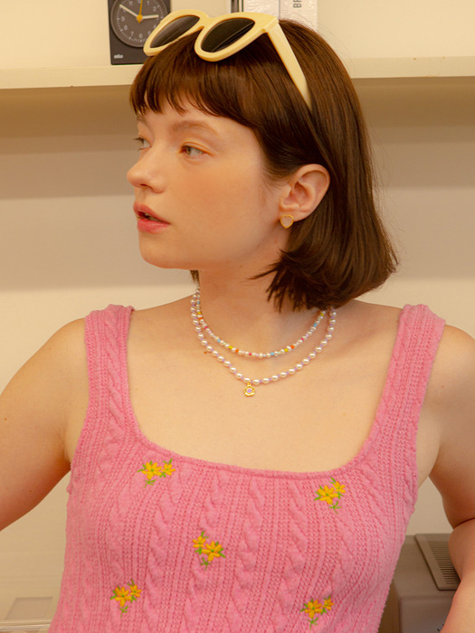 Purple Flower Pearl Necklace