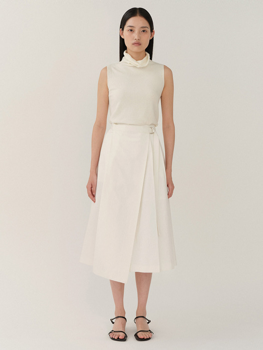 Belted Wrap Skirt Off-White