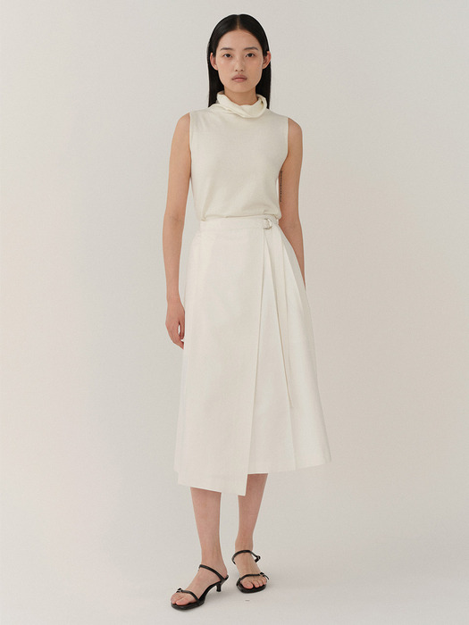 Belted Wrap Skirt Off-White