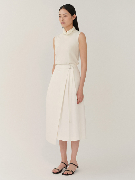 Belted Wrap Skirt Off-White