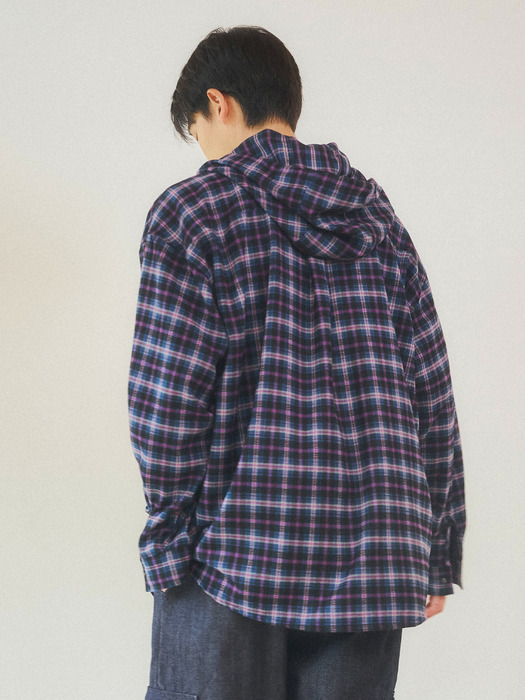 Relaxed Check Hoodie Shirt 2color