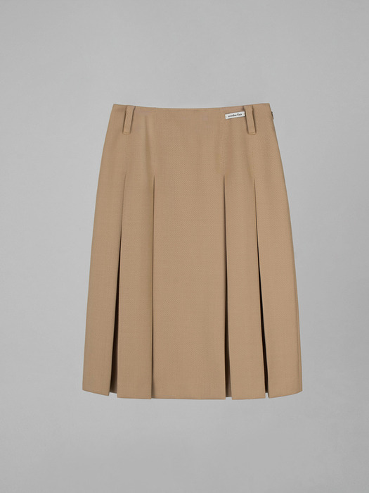 WOOL PLEATED SKIRT_BEIGE