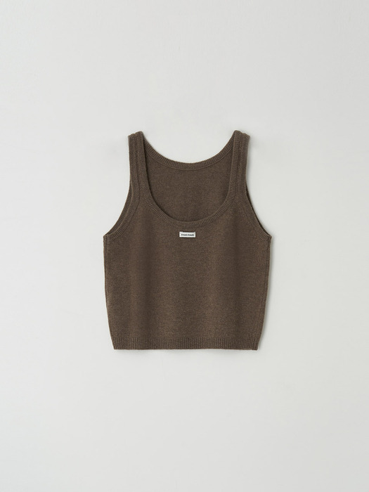 fine wool round sleeveless - brown