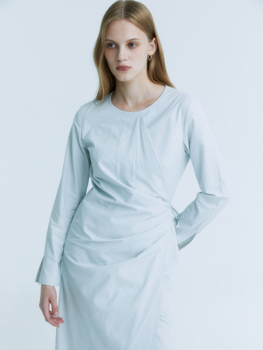 NU VICTORIA Draped Layered Wrap Detail Dress_Light Mint