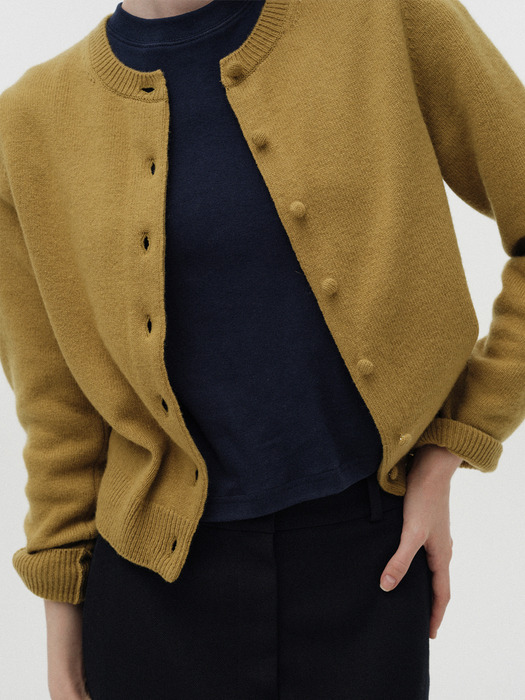 Diene round cardigan (Olive)