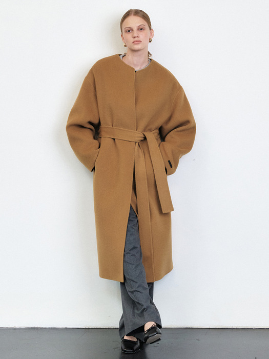 HANDMADE CASHMERE ROBE COAT [CAMEL][BLACK]