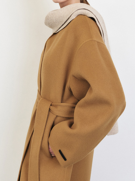 HANDMADE CASHMERE ROBE COAT [CAMEL][BLACK]