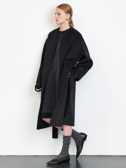 HANDMADE CASHMERE ROBE COAT [CAMEL][BLACK]