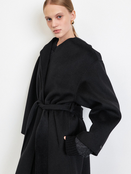 HANDMADE CASHMERE ROBE COAT [CAMEL][BLACK]