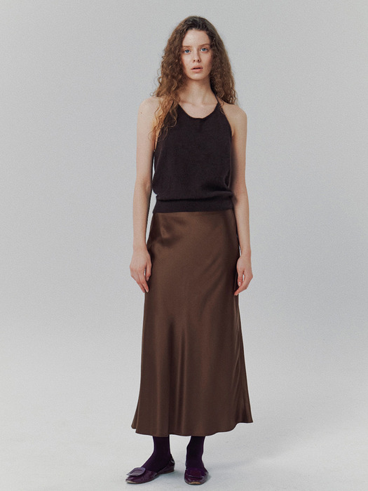 Nita Satin Skirt in Chestnut