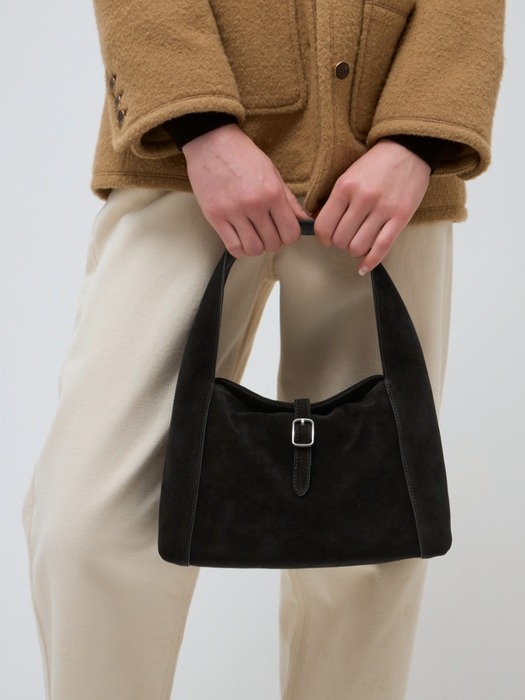 suede buckle bag (mini) - black