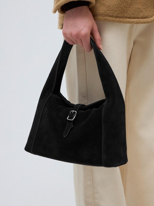 suede buckle bag (mini) - black