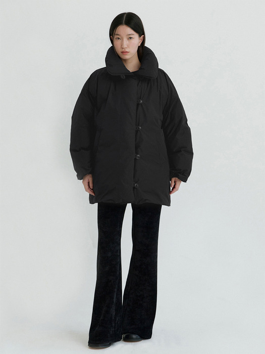 Duck Down Half Coat-Black