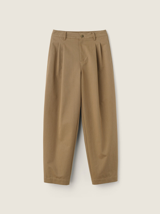 Curved Cotton Pants (Brown)