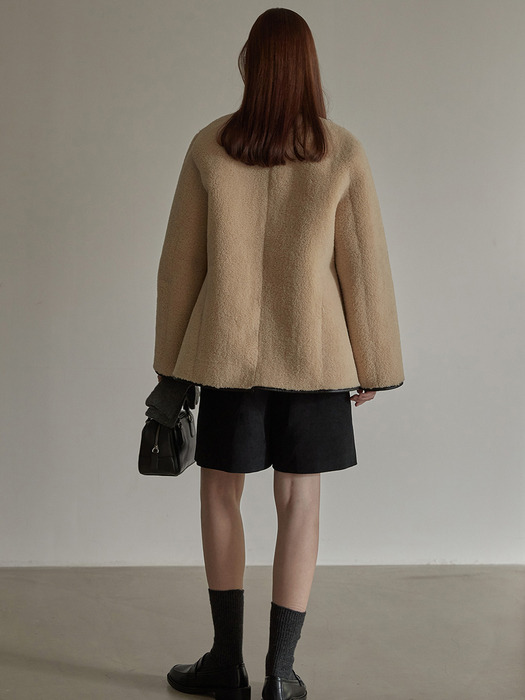 Shearling mustang half coat - Beige