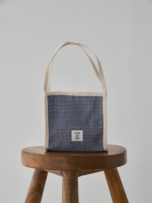 silk blue check eco bag