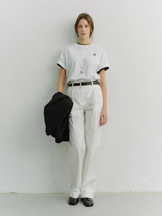 UNISEX LOGO CREASE T-SHIRT WHITE_UDTS6A111WT