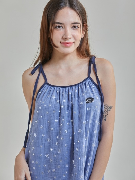 폴앤안나 루나 블루 타이 숄더 드레스