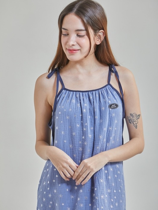 폴앤안나 루나 블루 타이 숄더 드레스