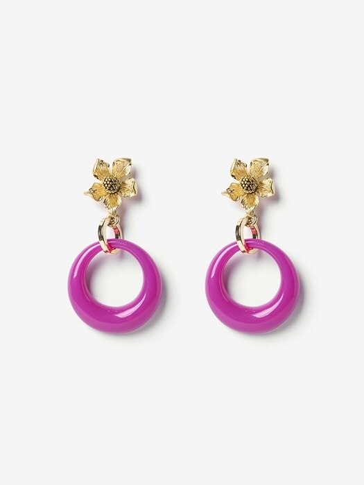Pink hole Retro flower vintage earring
