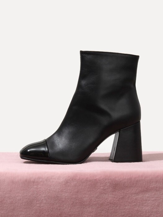 71865bk Samantha Glossy Front ankle boots