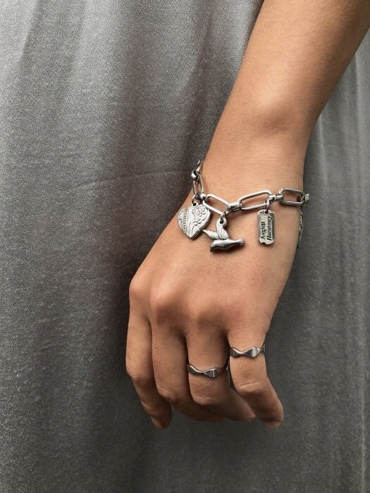 Peace and Love charm bracelet (Silver)