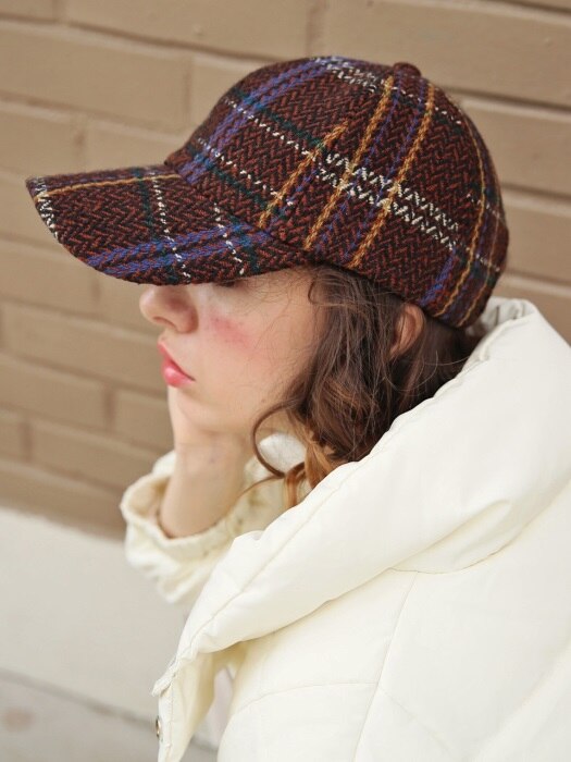 Tartan ball cap_burgundy