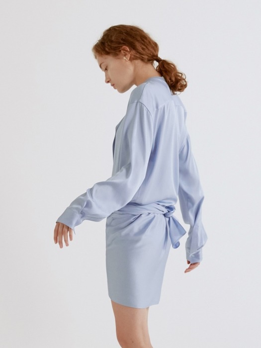 DETACHABLE HEM WRAP DRESS (SKY BLUE)