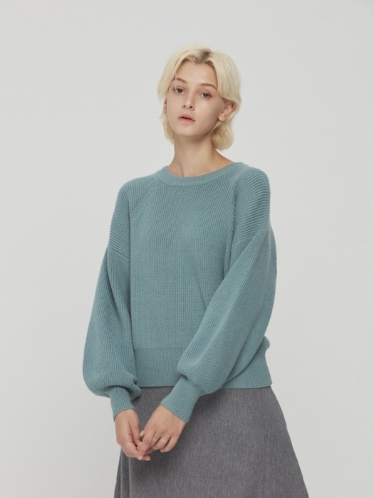 Puff Sleeve Knit Pullover Mint