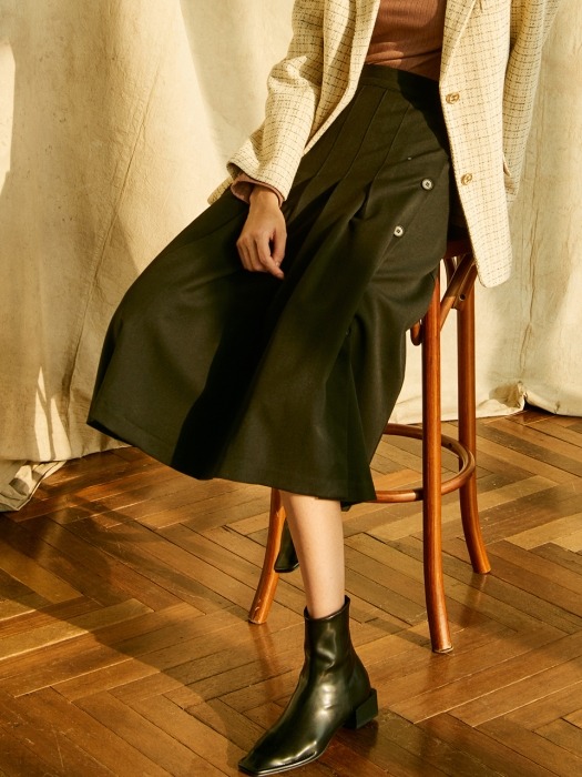 J303 pleats skirt (black)