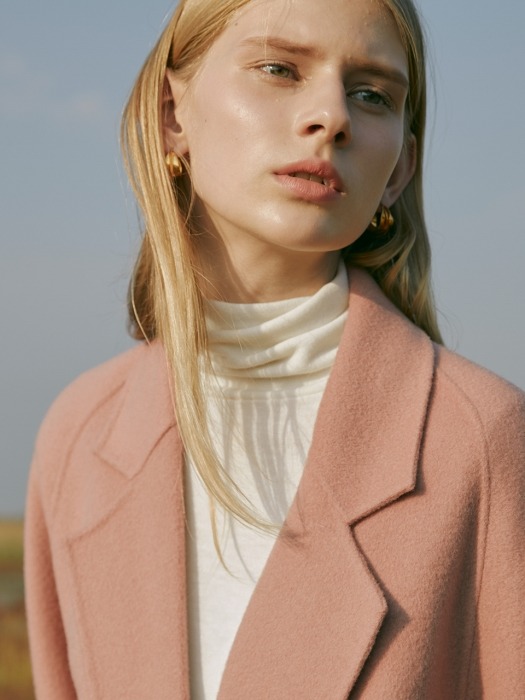 Premium handmade wool wrapped button coat in indi pink