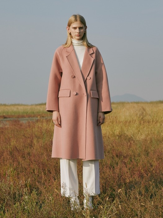 Premium handmade wool wrapped button coat in indi pink