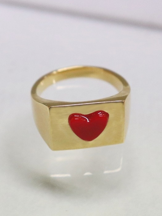Heart stone signet Ring