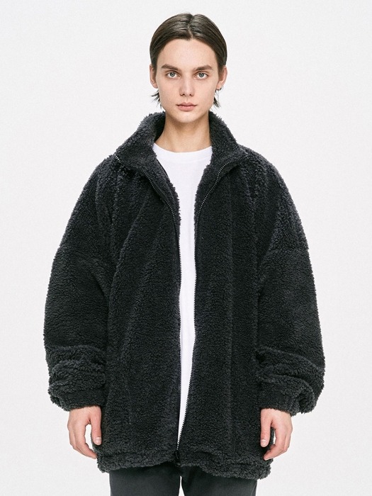 Oversized Shearling Jacket - Grey