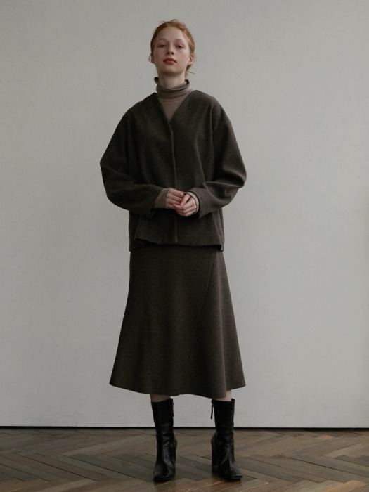 Wool panel skirt - brown