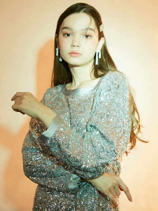 Spangle Mini Dress_ Silver