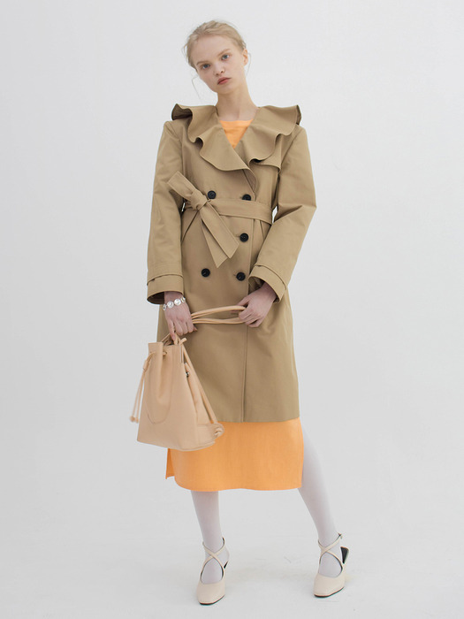 Ruffled Trench (Young Beige) 