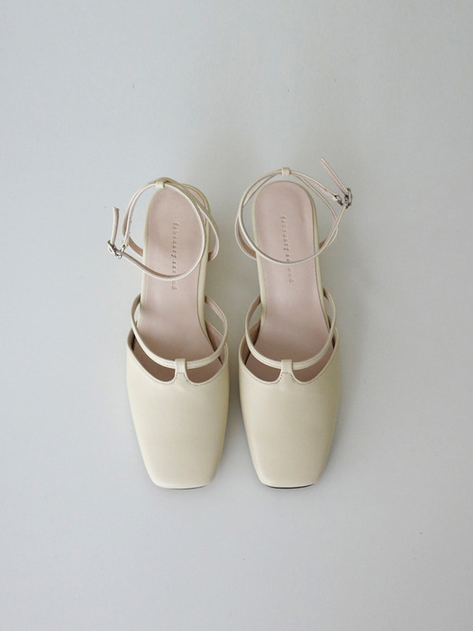 T strap wedges Ivory