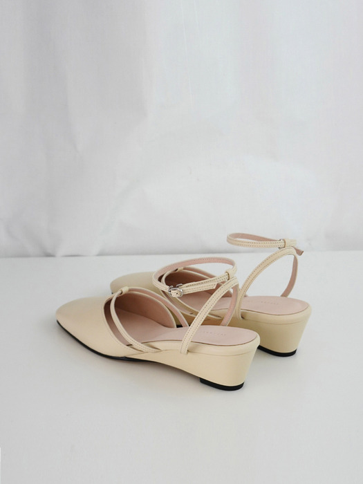 T strap wedges Ivory