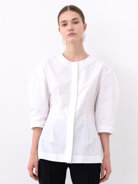 STRUCTURED COTTON BLOUSE (WHITE)