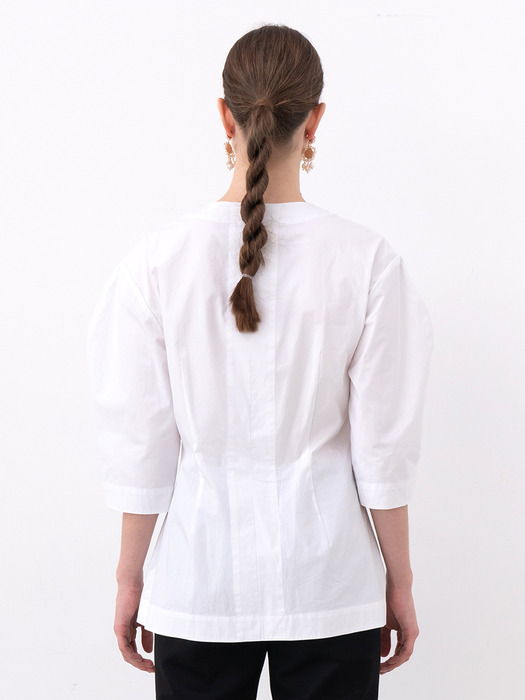 STRUCTURED COTTON BLOUSE (WHITE)