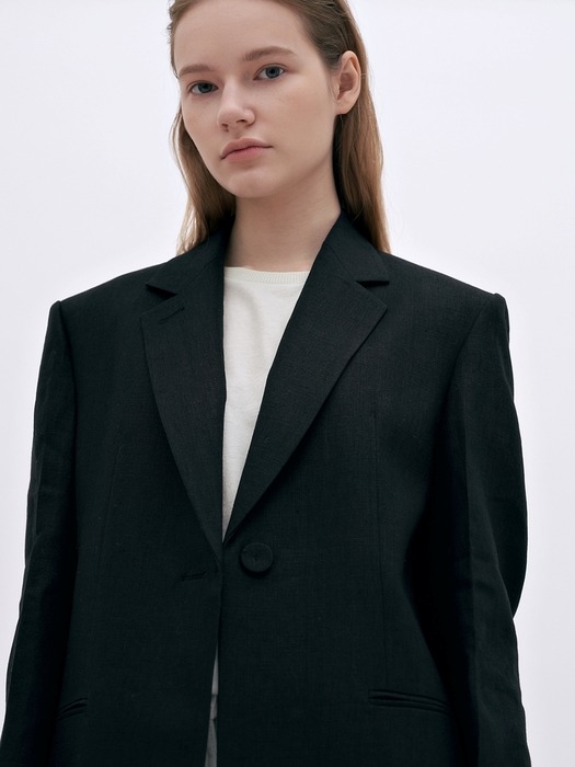 overfit linen jacket (black)